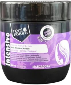 Real Natura - Masque Capillaire Sans Sel - Neutralisation des Reflets Jaunes - Hydratation Intense - Protection de la Couleur - Format Pratique - 500 ml