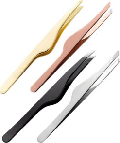Lot de 4 pinces à épiler de précision en acier inoxydable pour extensions de cils