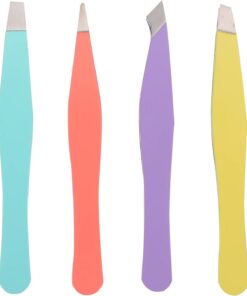Healvian 4 pièces Pince à Sourcils Acier Inoxydable Outils Cosmétiques Pratiques pour Épilation et Taillage des Sourcils pour Usage Personnel et Professionnel