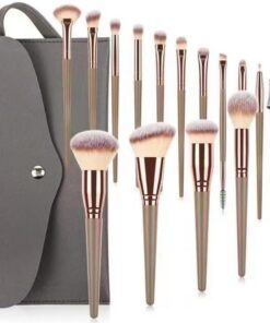 Lot de 15 pinceaux de maquillage professionnels pour fond de teint, cils, sourcils, fard à paupières, outils de maquillage pour Noël, Halloween, Thanksgiving