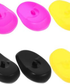 Ciieeo Protège-Oreilles Silicone 3 Paires Protection Taches Accessoire Coiffure pour Soins Capillaires Usage Salon Professionnel Noir Violet Jaune