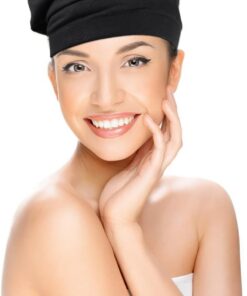ULTECHNOVO Bonnet de Nuit Élastique en Satin Noir avec Bord Large, Confortable et Ergonomique pour Cheveux Courts à Longs, Salle de Bain et Soins Capillaires