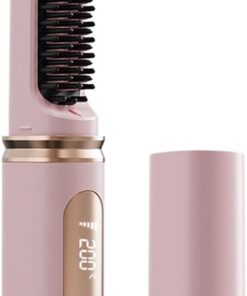 Brosse Lisseuse Brosse Lissante Sans Fil Peigne Lisseur Appareil de | Boucleur à Température Réglable, Rechargeable par USB Soin Capillaire pour Mise en Plis Sans Effet Plat