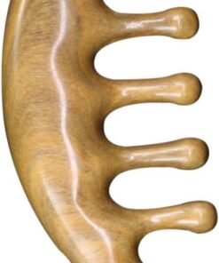 Ciieeo Peigne de Massage en Bois de Santal Vert, Large Dents pour Stimulation du Cuir Chevelu, Détente Musculaire et Soins Capillaires, Accessoire Naturel pour Femme, Couleur Aléatoire