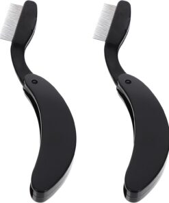 ULTECHNOVO Lot de 2 Peignes à Sourcils Pliables en Acier Inoxydable Noir Outil de Séparation et Brosse Dense pour Cils Accessoire Maquillage Portable pour Soins des Yeux Quotidien