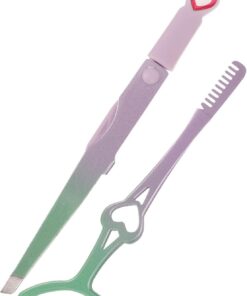Pince à Cils en Acier Inoxydable 2-en-1 avec Peigne, Lot 1 | Prise Confortable Outil de Précision Application Maquillage Pratique Format Compact pour Cils