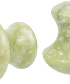 Angoily 2 Rouleaux Faciaux en Jade Vert, Outil de Massage Visage et Yeux, Forme Champignon, 2 Pièces, pour Relaxation Peau Cou
