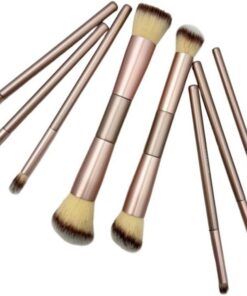 Lot de 9 pinceaux de maquillage professionnels | Poils doux pour poudre, blush, fond de teint, fard à paupières, anti-cernes et sourcils