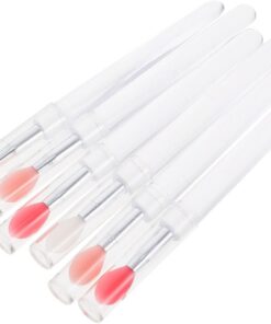 OUNONA Pinceau à Lèvres en Silicone avec Couvercle, Lot de 6, Taille Moyenne, Applicateur de Fard à Paupières, Portable pour Maquillage, Usage Quotidien, Outil Cosmétique Polyvalent