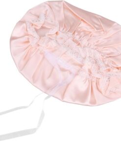 Ciieeo Bonnet de Nuit en Soie Rose pour Femme, Maintien de Coiffure et Cheveux Soignés, Confortable et Élastique pour Sommeil et Soins Capillaires
