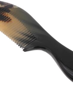Peigne à Cheveux en Corne de Bœuf Noir pour Coiffure et Massage, Poignée Ergonomique, Prévention Casse, Soin Capillaire, Voyage et Usage Extérieur