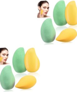 Healeved 8pièces Éponges De Maquillage Forme De Mango De Jaunes Verts Pour Fond De Teint Concealer Et Cosmétiques Outils De Pour Maquillage Et Facile à Utiliser