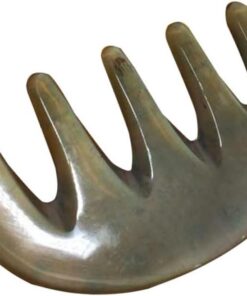Housoutil Peigne de Massage à Cinq Dents Fait Main en Corne de Bœuf, Peigne Naturel pour Femmes, Taille Moyenne, Stimulation Cuir Chevelu, Soin Capillaire, Couleurs Couleur Aléatoire