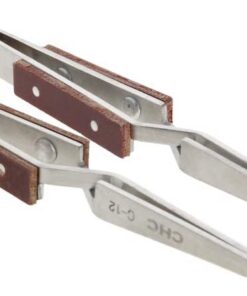 Utoolmart Pince à épiler droite en acier inoxydable avec manche en bois inversé courbé et action inverse droite pour l'électronique, la fabrication de bijoux, le laboratoire ou les loisirs créatifs