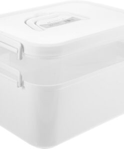 STOBAZA Boîte à Outils de Manucure Portable Blanche Multi-couches Poignée, Étui de Rangement Pratique pour Vernis à Ongles et Accessoires, Boîte à Ongles Compacte pour Usage Professionnel