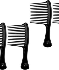 Gatuida Peignes à Dents Larges Antistatiques Lot de 4 en Plastique Noir Résistants la Chaleur pour Coiffure Professionnelle pour Soins Capillaires Quotidiens Bureau
