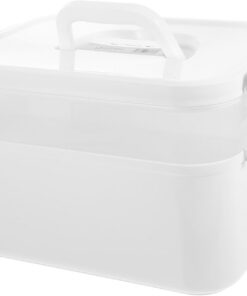 Boîte de Rangement Manucure à Capacité avec Poignée Mallette Multi-niveaux pour Accessoires Nail Art Adaptée Usage Professionnel et Maison Design Ergonomique Blanc