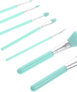 VOSAREA Pinceaux de Maquillage Tête Douce Lot de 7 Verts en Plastique Ensemble D’accessoires Cosmétiques Pratiques pour Fond de Teint, Masque Facial et Sourcils pour Maquillage Femme
