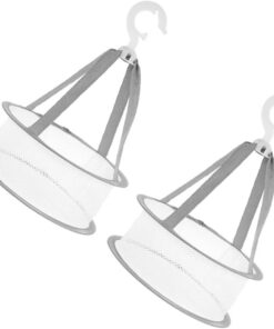 VICASKY Lot de 2 Égouttoirs Suspendus en Filet Gris, Support Respirant pour Pinceaux et Éponges de Maquillage, Panier de Séchage Multifonction pour Outils Beauté et Petits Vêtements