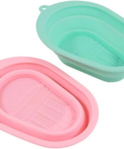 VICASKY 2 Pièces Tapis de Nettoyage Pinceaux Silicone Lot de Vert Rose Outil Pratique et Pliable pour Nettoyage des Pinceaux de Maquillage pour Voyage et Usage Domestique