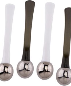 ULTECHNOVO 4 pièces Cuillères de Massage pour Crème Yeux Alliage de Zinc Lot de Outils de Massage Visage pour Paupières Fatigue et Marques Sous les Yeux Portable et Ergonomique Blanc et Vert