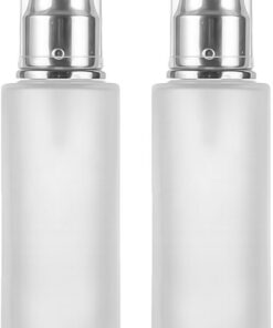 Lot de 2 flacons vides en verre transparent givré pour échantillons de maquillage, cosmétiques, huiles essentielles, lotions, crèmes, soins de la peau - 120 ml, transparent, 120ml/4oz,