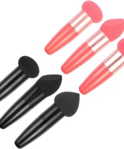 VICASKY Lot De 6 Stylos De Maquillage De Beauté Noir Et Rouge, Éponges Souples Pour Fond De Teint, Usage Humide Et Sec, Accessoires Cosmétiques Portables Pour Maquillage Quotidien