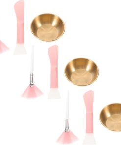 Healvian 3 Ensembles Set pour Application pour Acier et Visage en Inoxydable Masque D'accessoires Nylon, Pinceau et Spatule Facile Soin à Domicile et Diy Femmes