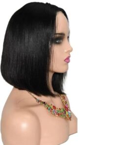 Soins capillaires Perruque Cheveux Humains Sans Colle Bob Courte Et Droite Prête À Porter Des Perruques D'air En Dentelle Améliorées Avec Cordon Serrage Pré coupé
