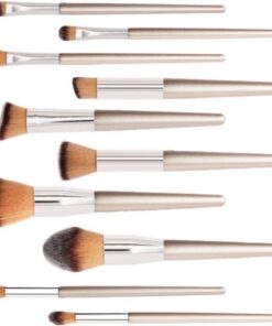 Ciieeo Ensemble de 10 Pinceaux Maquillage Manche en Aluminium et Poils Fibreux, Outil de Maquillage Professionnel pour Femmes et Filles, Application Uniforme et Look Naturel