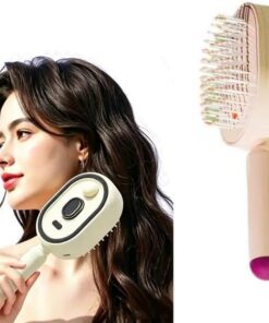 Brosse à cheveux électrique avec brume d'essence et lumière rouge, peigne démêlant autonettoyant avec poils rétractables, outil de soins capillaires quotidien inspiré des brosses à coussin d'air