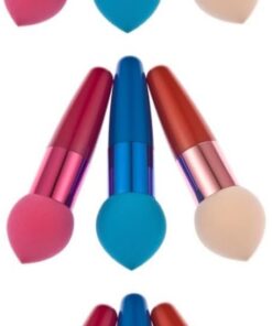 Housoutil 9pièces Éponge à Maquillage Forme De Pinceaux Lollipop Rouge Bleu Pour Fond De Teint Et Outils De Maquillage