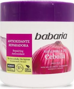 Babaria - Masque Cheveux Oignon | Répare et renforce la fibre capillaire | Brillance et douceur intense | Sans odeur et sans larmes | Végane | 400 ml