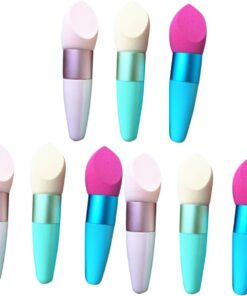 Healeved 3pièces Éponge à Maquillage Avec Poignée Éponge Forme De Pour Fond De Teint Et Couleur Aléatoire Outil De Maquillage Réutilisable
