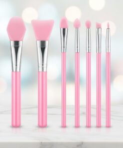 Lot de 7 applicateurs de pinceaux en silicone, applicateurs de pinceaux en résine pour crèmes, produits de maquillage et artisanat époxy - Rose