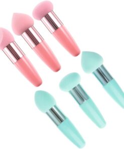 OUNONA Lot de 6 Éponges de Beauté Portables en PP et Latex Poignée, Utilisation Humide et Sèche, Accessoire Maquillage Pratique pour Fond de Teint et Poudre