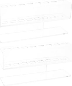 STOBAZA 2 Pièces Support Outil Ongle Acrylique Transparent Organiseur à Emplacements pour Pinces à Épiler Pinceaux Maquillage et Accessoires de Manucure Présentoir Pratique pour Bureau et