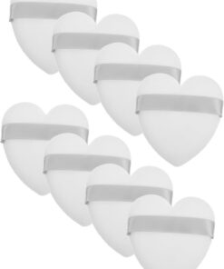 VICASKY Houppettes à Poudre de Cœur 8 Pièces, Texture Douce en Tissu, Outils de Maquillage Portables pour Application de Fond de Teint et Poudre Visage