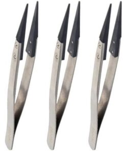 Utoolmart Pince à épiler en fibre statique non magnétique en acier inoxydable et anti-statique remplaçable pour perles, pierres et pierres précieuses, UT191218N-0093, 5 pièces, ESD-259