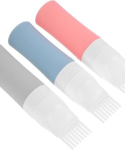 Ciieeo Flacon Applicateur de Teinture Capillaire 60 Ml Lot de 3 Bouteilles en Silicone Multicolore Peigne à Racines Portable et Anti-chute pour Coloration et Soins Capillaires à Domicile