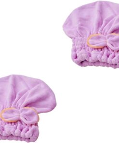 2pièces Bonnet De Séchage Microfibre avec Nœud Serviette Absorbante pour Cheveux pour Bain Soins Capillaires