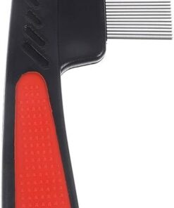 Artibetter Peigne à Dents Fines en Acier Inoxydable pour Cheveux et Animaux, Peigne Anti-pellicules Rouge, Adapté aux Garçon et Filles et Femmes, Outil Professionnel de Soin Capillaire
