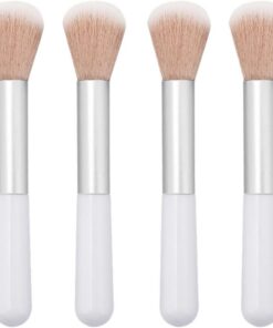 VALICLUD Lot de 4 Pinceaux de Maquillage pour Femmes, Poils Synthétiques Doux, Brosse à Poudre et Blush, Manche en Plastique, pour Maquillage Professionnel
