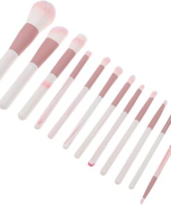 Ciieeo 12 Pinceaux de Maquillage Visage Kit D'outils de Maquillage Rose Manche en Bois Fibre Synthétique Pinceaux Estompeurs Yeux Application Quotidienne
