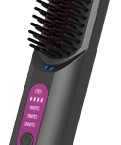 Brosse à lisser portable – Lisseur sans fil rechargeable par USB avec | température réglable pour un coiffage lisse, brosse légère pour femmes, hommes et soins capillaires en déplacement
