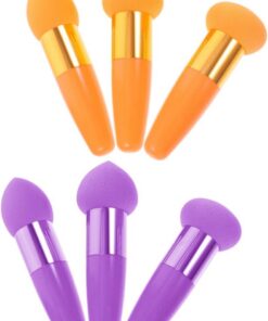 Healeved Lot de 6 Éponges de Maquillage à Poignée, Usage Humide et Sec, pour Maquillage Professionnel, Estompe les Imperfections, Outil Portable