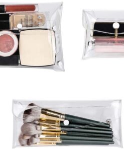 Lot de 3 mini trousses de maquillage en PVC transparent avec fermeture à pression pour les vacances, les voyages, la salle de bain, les outils et les accessoires