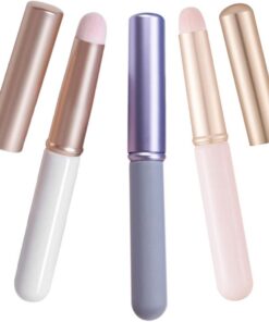 VOSAREA Pinceaux à Lèvres Capuchon Applicateurs de Maquillage Portables en Fibre et Aluminium Ensemble de 3 Outil Professionnel pour Femme pour Gloss et Rouge à Lèvres