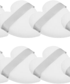 Ciieeo 8pcs Houppettes de Maquillage en Tissu Blanc, Forme Cœur Portable Texture Douce, pour Poudre de Teint et Accessoires Cosmétiques Visage