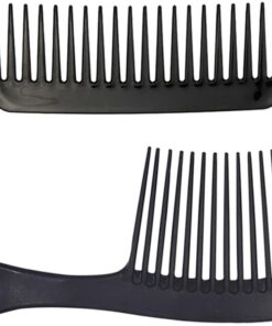Peigne à Cheveux Bouclés 2 Pièces en Résine, Dents Larges, Coiffage et Soin Capillaire, Noir, pour Cheveux Afro et Ondulés à Domicile
